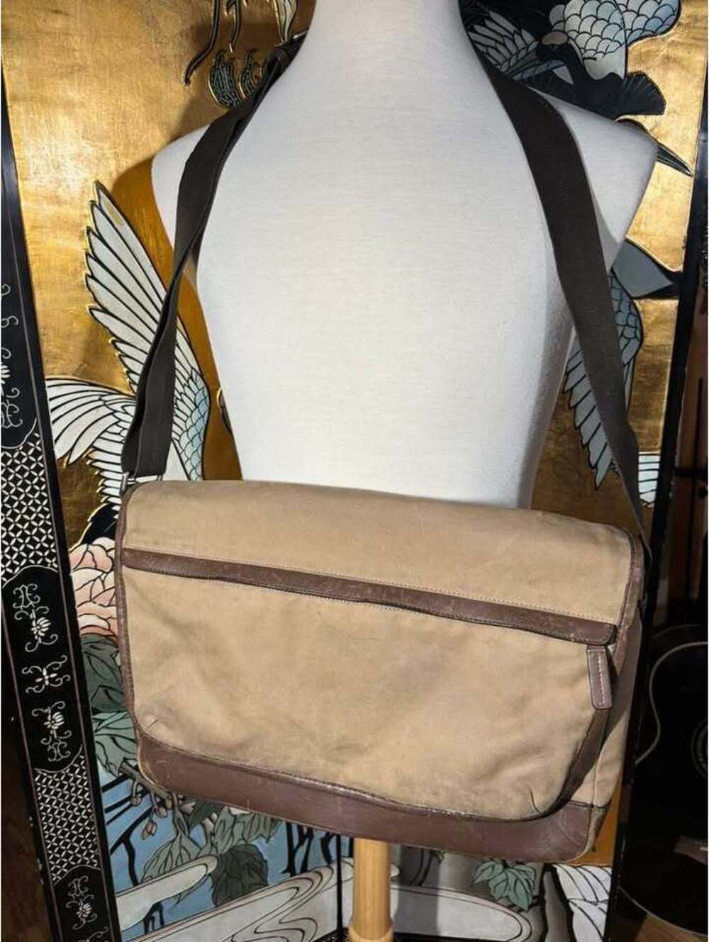 Vintage Coach Canvas and Leather Messenger Bag
